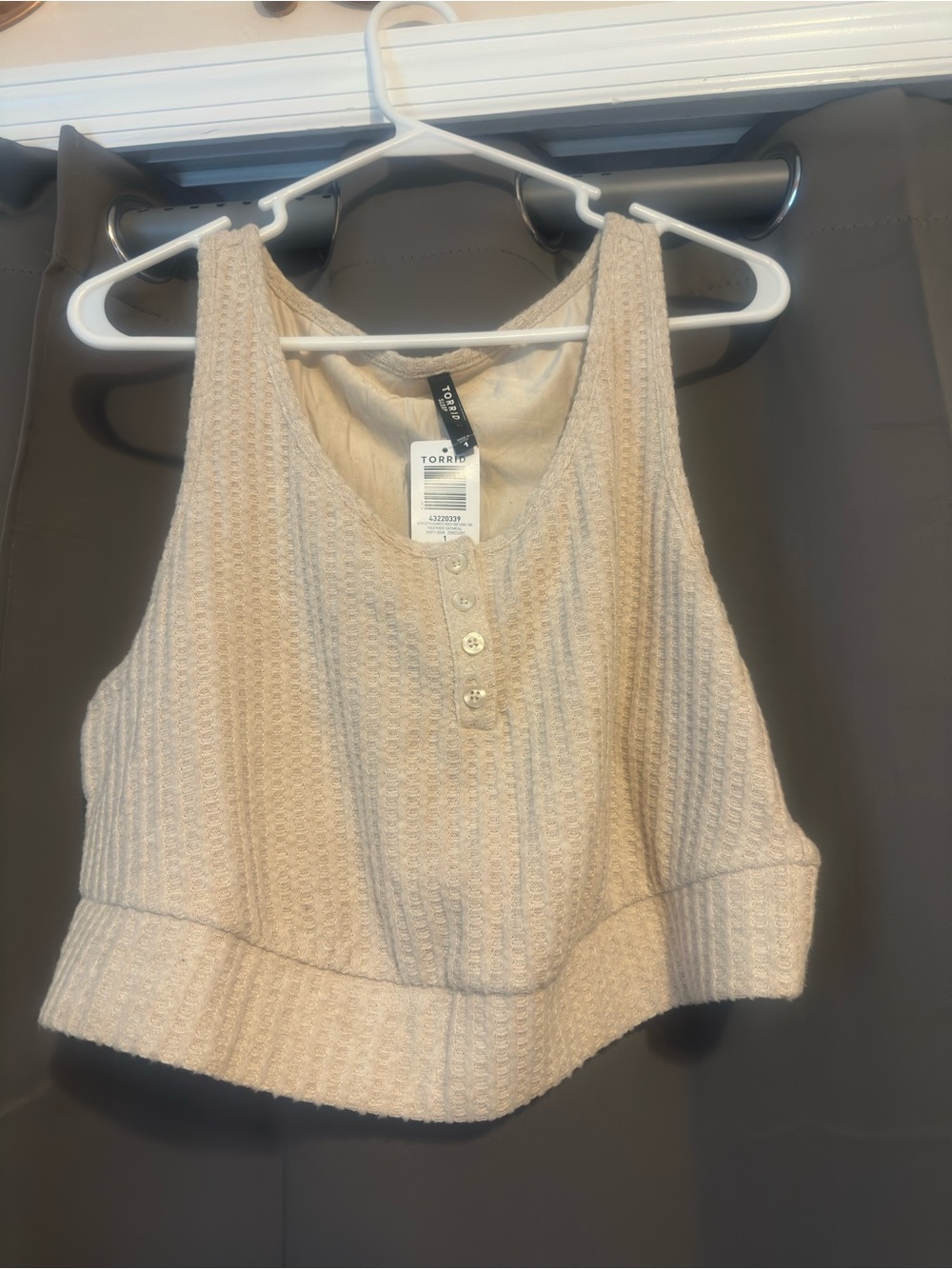 torrid Cream Knit Henley Crop Tank Top